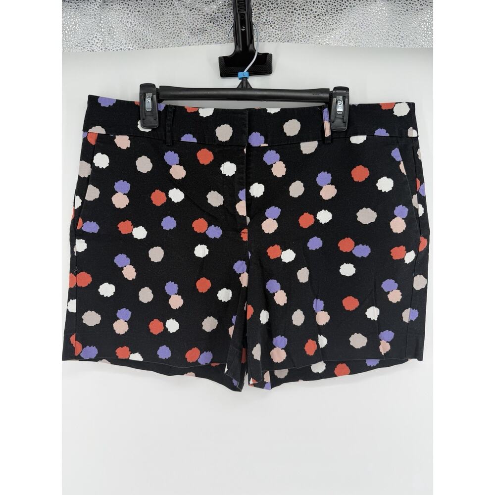 Ann Taylor Factory Women's Black Polka Dot Splat Chino Shorts Stretch Size 14